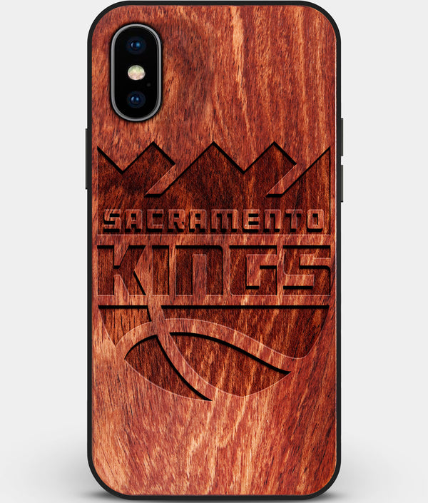 Custom Carved Wood Sacramento Kings iPhone X/XS Case | Personalized Mahogany Wood Sacramento Kings Cover, Birthday Gift, Gifts For Him, Monogrammed Gift For Fan | by Engraved In Nature