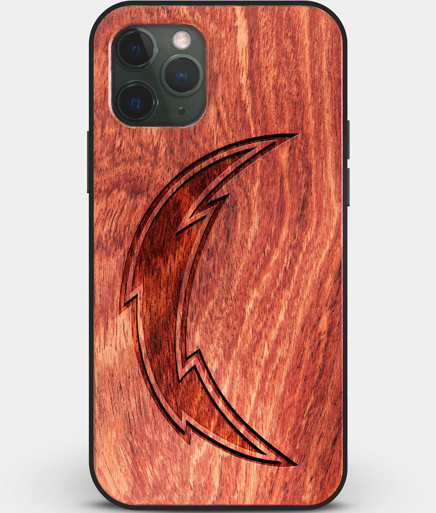 Custom Carved Wood San Diego Chargers iPhone 11 Pro Case | Personalized Mahogany Wood San Diego Chargers Cover, Birthday Gift, Gifts For Him, Monogrammed Gift For Fan | by Engraved In Nature