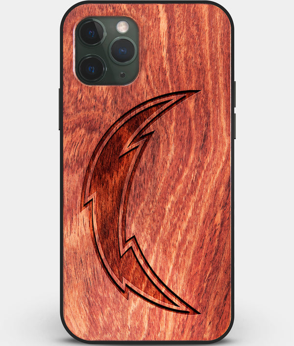 Custom Carved Wood San Diego Chargers iPhone 11 Pro Max Case | Personalized Mahogany Wood San Diego Chargers Cover, Birthday Gift, Gifts For Him, Monogrammed Gift For Fan | by Engraved In Nature