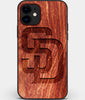 Custom Carved Wood San Diego Padres iPhone 11 Case | Personalized Mahogany Wood San Diego Padres Cover, Birthday Gift, Gifts For Him, Monogrammed Gift For Fan | by Engraved In Nature