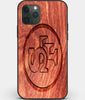 Custom Carved Wood San Francisco 49ers iPhone 11 Pro Case | Personalized Mahogany Wood San Francisco 49ers Cover, Birthday Gift, Gifts For Him, Monogrammed Gift For Fan | by Engraved In Nature