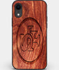 Custom Carved Wood San Francisco 49ers iPhone XR Case | Personalized Mahogany Wood San Francisco 49ers Cover, Birthday Gift, Gifts For Him, Monogrammed Gift For Fan | by Engraved In Nature