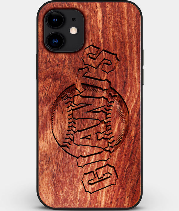 Custom Carved Wood San Francisco Giants iPhone 11 Case | Personalized Mahogany Wood San Francisco Giants Cover, Birthday Gift, Gifts For Him, Monogrammed Gift For Fan | by Engraved In Nature