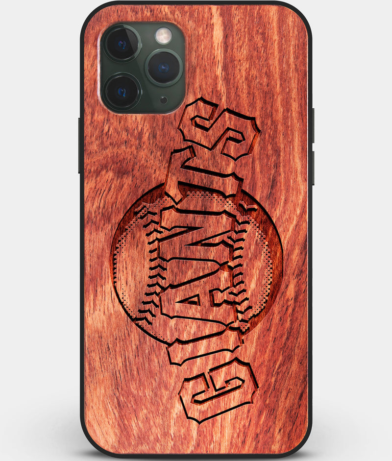 Custom Carved Wood San Francisco Giants iPhone 11 Pro Case | Personalized Mahogany Wood San Francisco Giants Cover, Birthday Gift, Gifts For Him, Monogrammed Gift For Fan | by Engraved In Nature