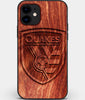 Custom Carved Wood San Jose Earthquakes iPhone 11 Case | Personalized Mahogany Wood San Jose Earthquakes Cover, Birthday Gift, Gifts For Him, Monogrammed Gift For Fan | by Engraved In Nature