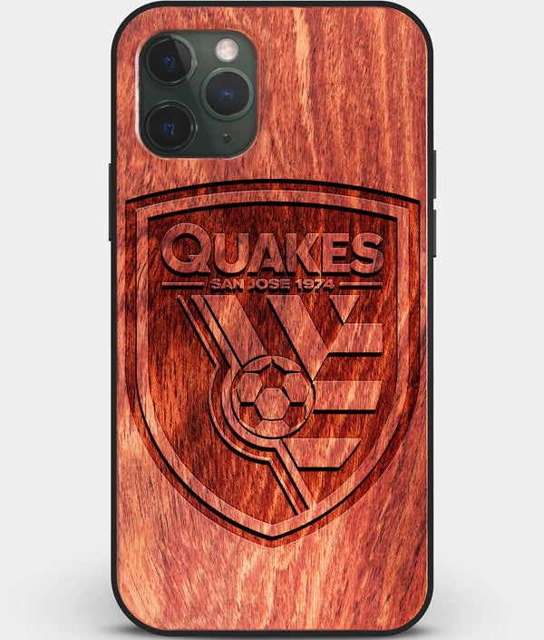 Custom Carved Wood San Jose Earthquakes iPhone 11 Pro Case | Personalized Mahogany Wood San Jose Earthquakes Cover, Birthday Gift, Gifts For Him, Monogrammed Gift For Fan | by Engraved In Nature