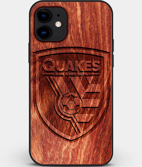 Custom Carved Wood San Jose Earthquakes iPhone 12 Mini Case | Personalized Mahogany Wood San Jose Earthquakes Cover, Birthday Gift, Gifts For Him, Monogrammed Gift For Fan | by Engraved In Nature