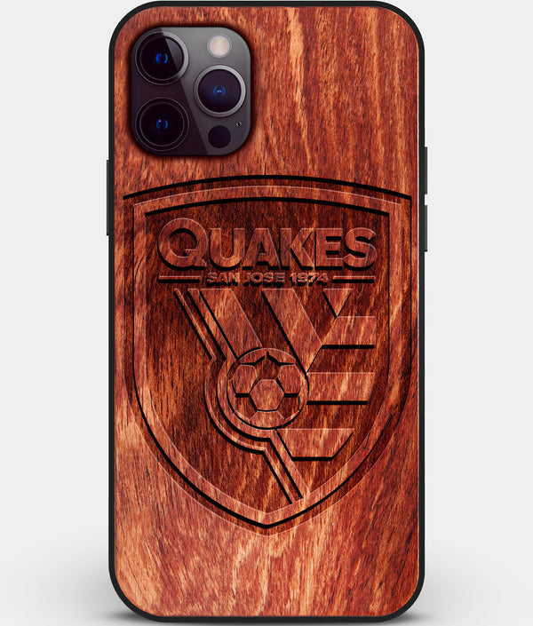 Custom Carved Wood San Jose Earthquakes iPhone 12 Pro Case | Personalized Mahogany Wood San Jose Earthquakes Cover, Birthday Gift, Gifts For Him, Monogrammed Gift For Fan | by Engraved In Nature