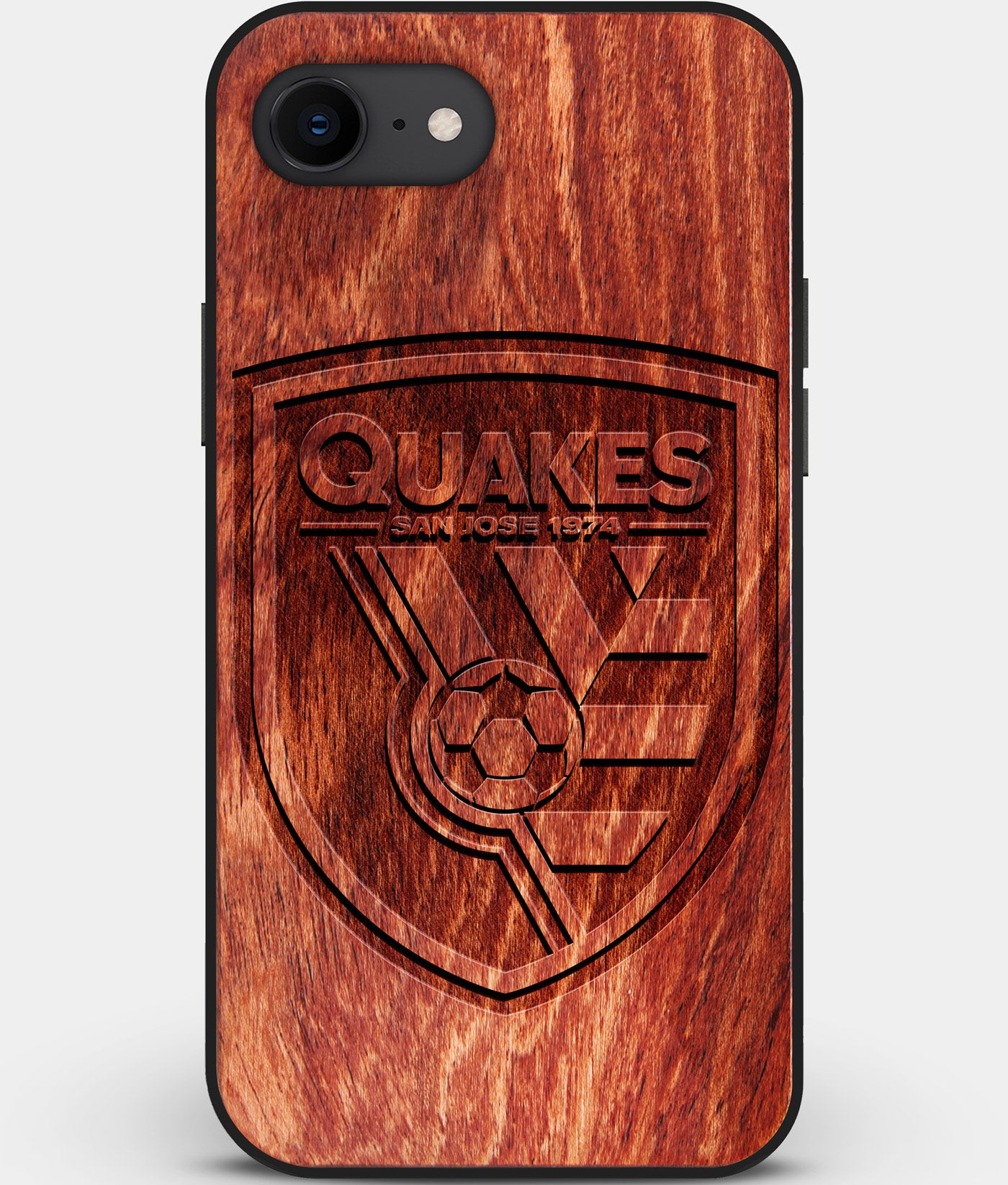 Best Custom Engraved Wood San Jose Earthquakes iPhone SE Case - Engraved In Nature