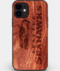 Custom Carved Wood Seattle Seahawks iPhone 11 Case | Personalized Mahogany Wood Seattle Seahawks Cover, Birthday Gift, Gifts For Him, Monogrammed Gift For Fan | by Engraved In Nature