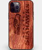 Custom Carved Wood Seattle Seahawks iPhone 12 Pro Case | Personalized Mahogany Wood Seattle Seahawks Cover, Birthday Gift, Gifts For Him, Monogrammed Gift For Fan | by Engraved In Nature