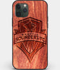 Custom Carved Wood Seattle Sounders FC iPhone 11 Pro Case | Personalized Mahogany Wood Seattle Sounders FC Cover, Birthday Gift, Gifts For Him, Monogrammed Gift For Fan | by Engraved In Nature