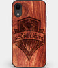 Custom Carved Wood Seattle Sounders FC iPhone XR Case | Personalized Mahogany Wood Seattle Sounders FC Cover, Birthday Gift, Gifts For Him, Monogrammed Gift For Fan | by Engraved In Nature