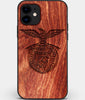 Custom Carved Wood S.L. Benfica iPhone 12 Mini Case | Personalized Mahogany Wood S.L. Benfica Cover, Birthday Gift, Gifts For Him, Monogrammed Gift For Fan | by Engraved In Nature