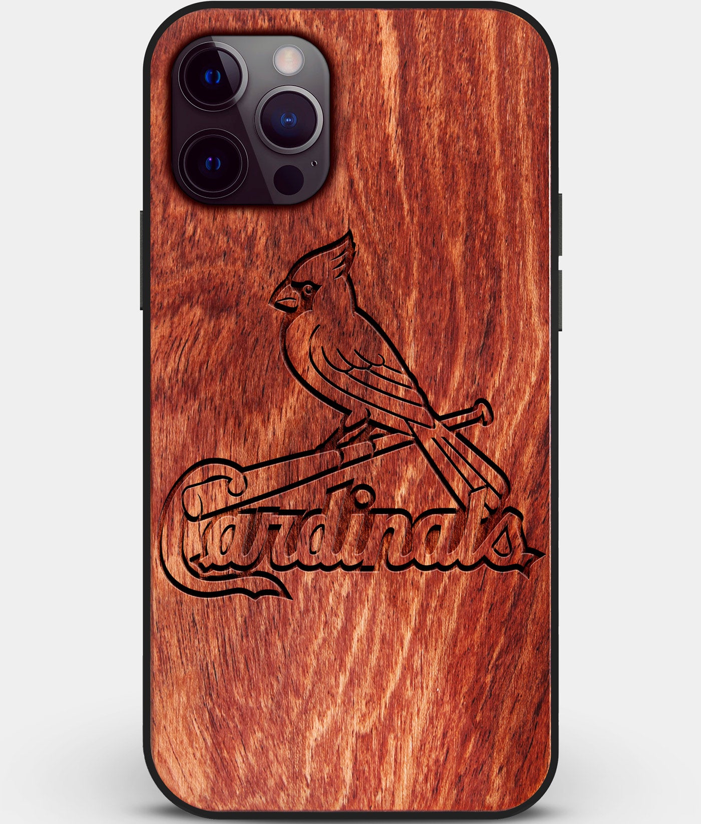 Custom Carved Wood St Louis Cardinals iPhone 12 Pro Case | Personalized Mahogany Wood St Louis Cardinals Cover, Birthday Gift, Gifts For Him, Monogrammed Gift For Fan | by Engraved In Nature