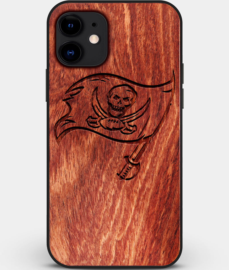 Custom Carved Wood Tampa Bay Buccaneers iPhone 11 Case | Personalized Mahogany Wood Tampa Bay Buccaneers Cover, Birthday Gift, Gifts For Him, Monogrammed Gift For Fan | by Engraved In Nature