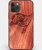Custom Carved Wood Tampa Bay Buccaneers iPhone 11 Pro Case | Personalized Mahogany Wood Tampa Bay Buccaneers Cover, Birthday Gift, Gifts For Him, Monogrammed Gift For Fan | by Engraved In Nature