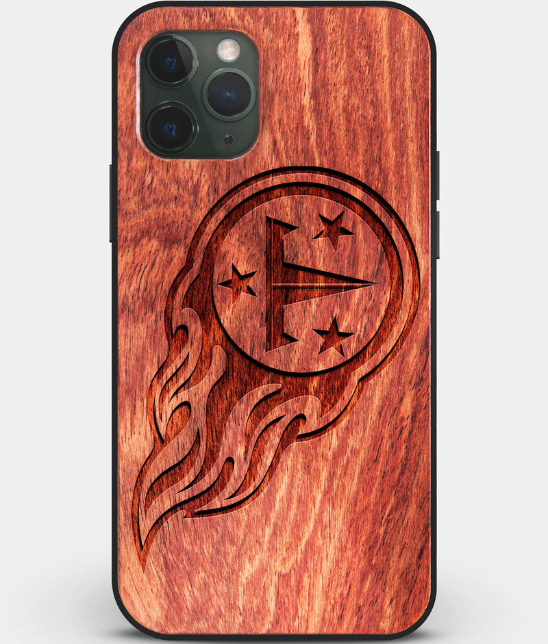 Custom Carved Wood Tennessee Titans iPhone 11 Pro Max Case | Personalized Mahogany Wood Tennessee Titans Cover, Birthday Gift, Gifts For Him, Monogrammed Gift For Fan | by Engraved In Nature