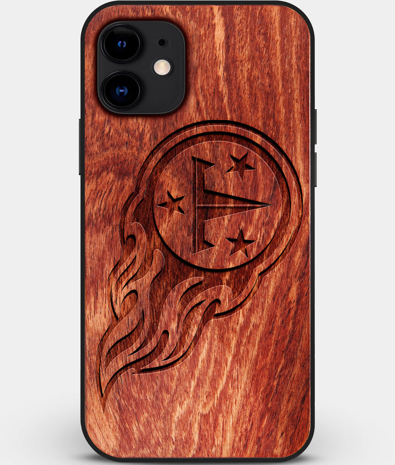 Custom Carved Wood Tennessee Titans iPhone 12 Case | Personalized Mahogany Wood Tennessee Titans Cover, Birthday Gift, Gifts For Him, Monogrammed Gift For Fan | by Engraved In Nature