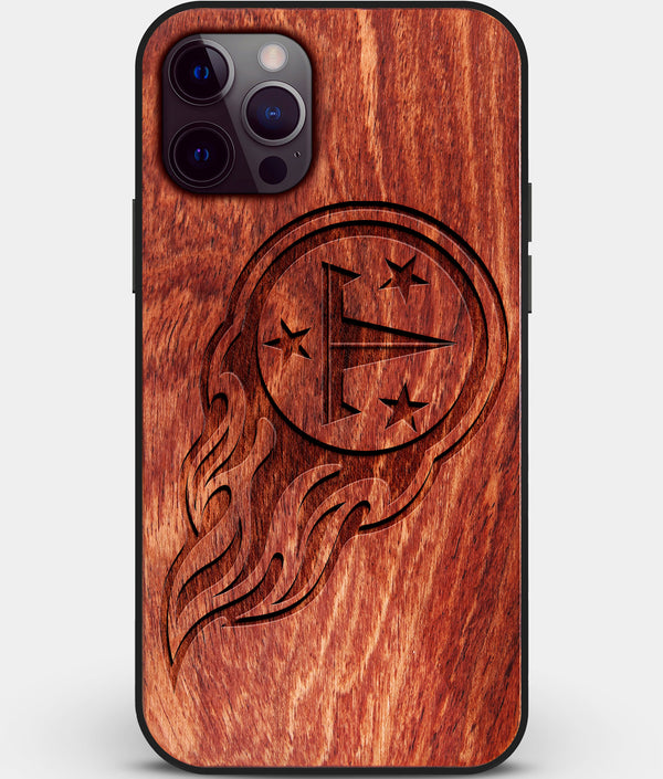 Custom Carved Wood Tennessee Titans iPhone 12 Pro Max Case | Personalized Mahogany Wood Tennessee Titans Cover, Birthday Gift, Gifts For Him, Monogrammed Gift For Fan | by Engraved In Nature