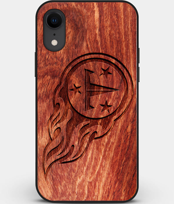 Custom Carved Wood Tennessee Titans iPhone XR Case | Personalized Mahogany Wood Tennessee Titans Cover, Birthday Gift, Gifts For Him, Monogrammed Gift For Fan | by Engraved In Nature