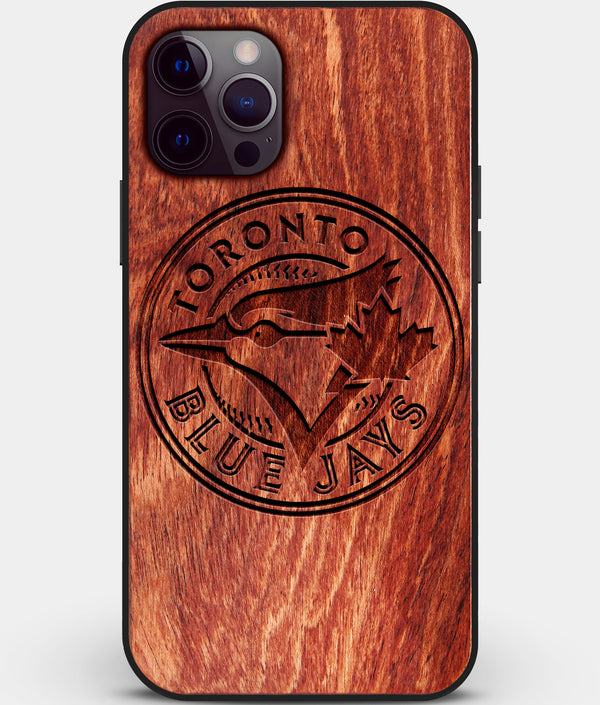 Custom Carved Wood Toronto Blue Jays iPhone 12 Pro Case | Personalized Mahogany Wood Toronto Blue Jays Cover, Birthday Gift, Gifts For Him, Monogrammed Gift For Fan | by Engraved In Nature