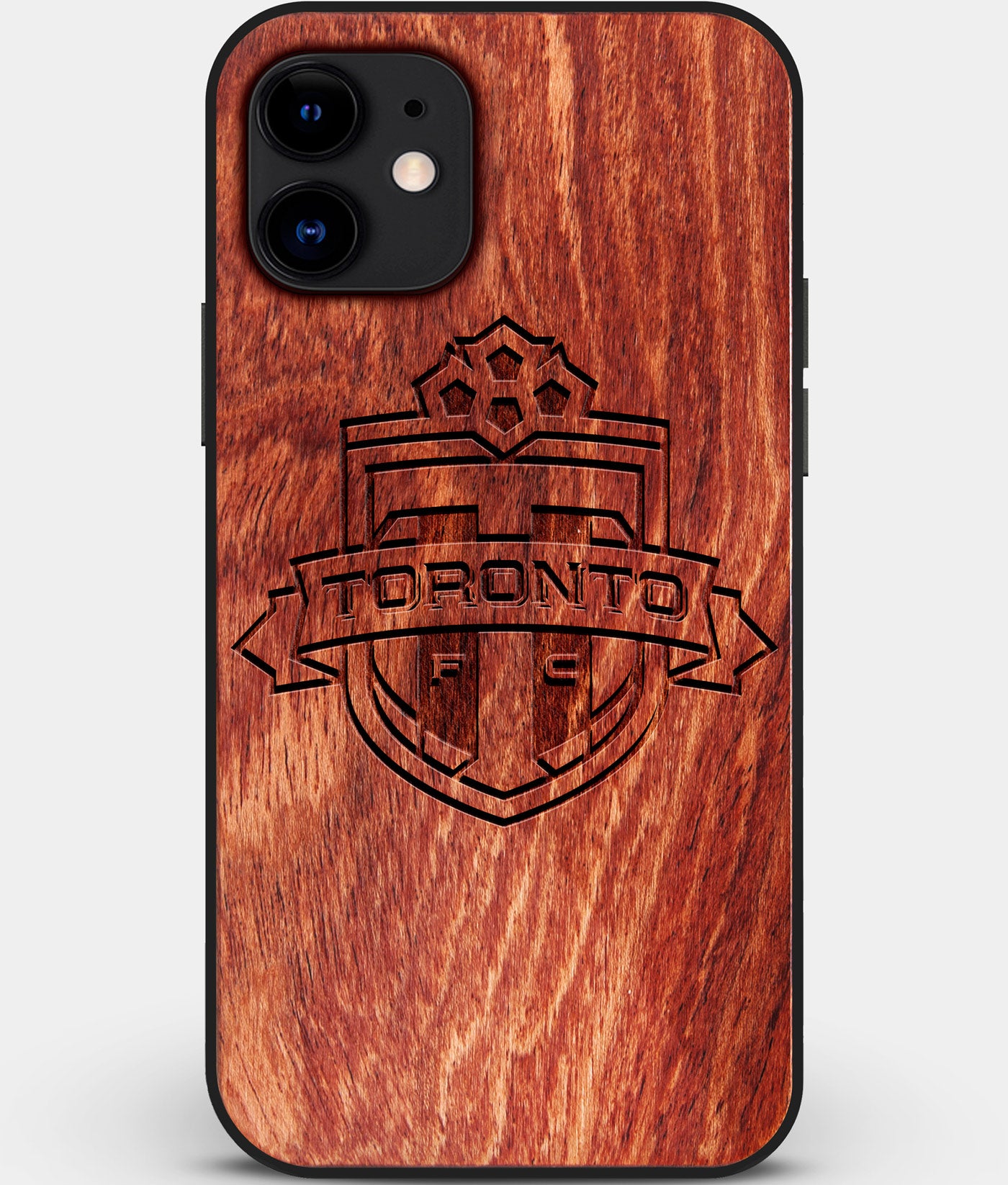 Custom Carved Wood Toronto FC iPhone 11 Case | Personalized Mahogany Wood Toronto FC Cover, Birthday Gift, Gifts For Him, Monogrammed Gift For Fan | by Engraved In Nature