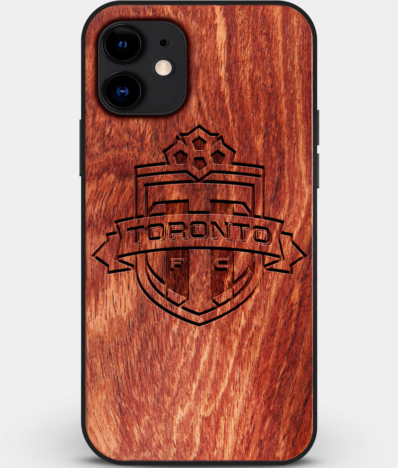 Custom Carved Wood Toronto FC iPhone 12 Case | Personalized Mahogany Wood Toronto FC Cover, Birthday Gift, Gifts For Him, Monogrammed Gift For Fan | by Engraved In Nature