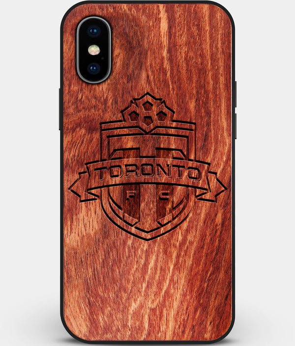 Custom Carved Wood Toronto FC iPhone X/XS Case | Personalized Mahogany Wood Toronto FC Cover, Birthday Gift, Gifts For Him, Monogrammed Gift For Fan | by Engraved In Nature