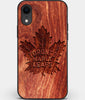 Custom Carved Wood Toronto Maple Leafs iPhone XR Case | Personalized Mahogany Wood Toronto Maple Leafs Cover, Birthday Gift, Gifts For Him, Monogrammed Gift For Fan | by Engraved In Nature