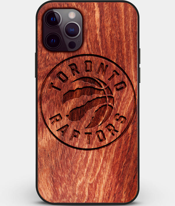 Custom Carved Wood Toronto Raptors iPhone 12 Pro Case | Personalized Mahogany Wood Toronto Raptors Cover, Birthday Gift, Gifts For Him, Monogrammed Gift For Fan | by Engraved In Nature