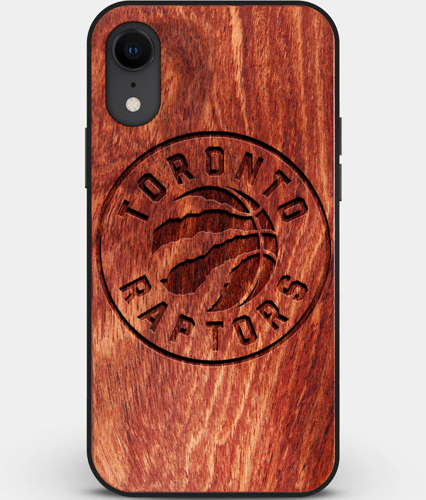 Custom Carved Wood Toronto Raptors iPhone XR Case | Personalized Mahogany Wood Toronto Raptors Cover, Birthday Gift, Gifts For Him, Monogrammed Gift For Fan | by Engraved In Nature
