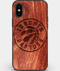 Custom Carved Wood Toronto Raptors iPhone X/XS Case | Personalized Mahogany Wood Toronto Raptors Cover, Birthday Gift, Gifts For Him, Monogrammed Gift For Fan | by Engraved In Nature