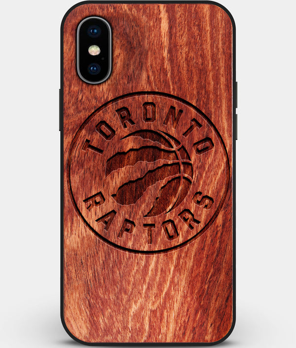 Custom Carved Wood Toronto Raptors iPhone XS Max Case | Personalized Mahogany Wood Toronto Raptors Cover, Birthday Gift, Gifts For Him, Monogrammed Gift For Fan | by Engraved In Nature