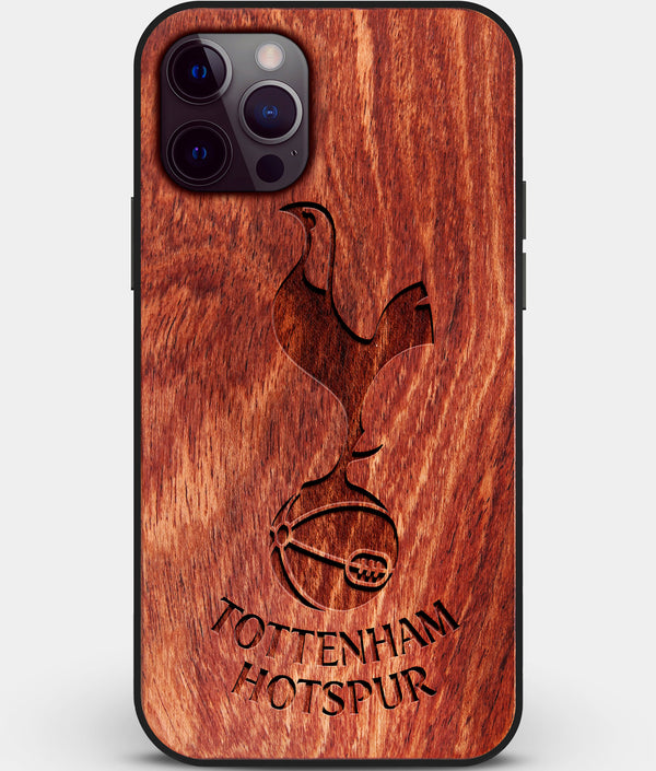 Custom Carved Wood Tottenham Hotspur F.C. iPhone 12 Pro Max Case | Personalized Mahogany Wood Tottenham Hotspur F.C. Cover, Birthday Gift, Gifts For Him, Monogrammed Gift For Fan | by Engraved In Nature