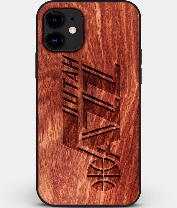 Custom Carved Wood Utah Jazz iPhone 12 Mini Case | Personalized Mahogany Wood Utah Jazz Cover, Birthday Gift, Gifts For Him, Monogrammed Gift For Fan | by Engraved In Nature