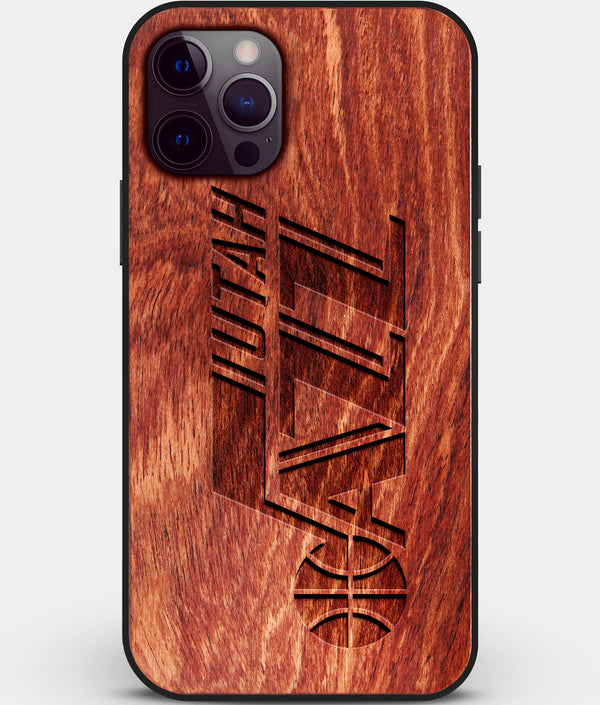 Custom Carved Wood Utah Jazz iPhone 12 Pro Case | Personalized Mahogany Wood Utah Jazz Cover, Birthday Gift, Gifts For Him, Monogrammed Gift For Fan | by Engraved In Nature
