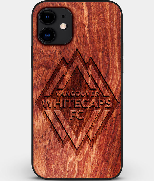 Custom Carved Wood Vancouver Whitecaps FC iPhone 11 Case | Personalized Mahogany Wood Vancouver Whitecaps FC Cover, Birthday Gift, Gifts For Him, Monogrammed Gift For Fan | by Engraved In Nature