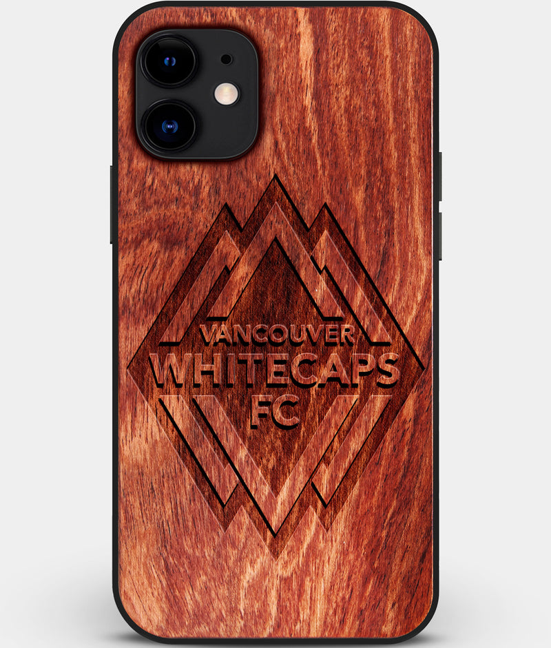 Custom Carved Wood Vancouver Whitecaps FC iPhone 12 Case | Personalized Mahogany Wood Vancouver Whitecaps FC Cover, Birthday Gift, Gifts For Him, Monogrammed Gift For Fan | by Engraved In Nature