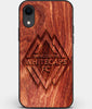 Custom Carved Wood Vancouver Whitecaps FC iPhone XR Case | Personalized Mahogany Wood Vancouver Whitecaps FC Cover, Birthday Gift, Gifts For Him, Monogrammed Gift For Fan | by Engraved In Nature