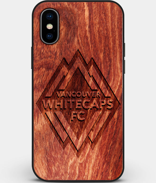 Custom Carved Wood Vancouver Whitecaps FC iPhone X/XS Case | Personalized Mahogany Wood Vancouver Whitecaps FC Cover, Birthday Gift, Gifts For Him, Monogrammed Gift For Fan | by Engraved In Nature