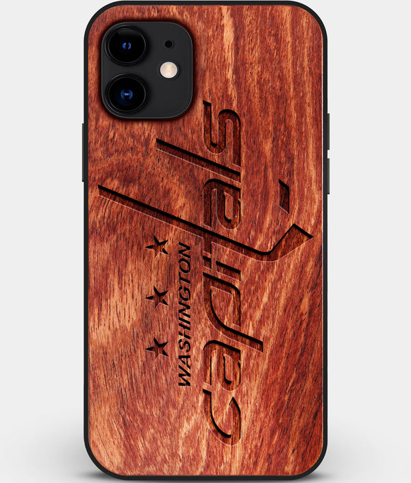 Custom Carved Wood Washington Capitals iPhone 11 Case | Personalized Mahogany Wood Washington Capitals Cover, Birthday Gift, Gifts For Him, Monogrammed Gift For Fan | by Engraved In Nature