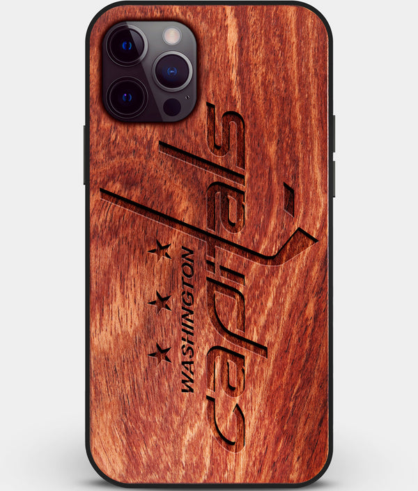Custom Carved Wood Washington Capitals iPhone 12 Pro Max Case | Personalized Mahogany Wood Washington Capitals Cover, Birthday Gift, Gifts For Him, Monogrammed Gift For Fan | by Engraved In Nature