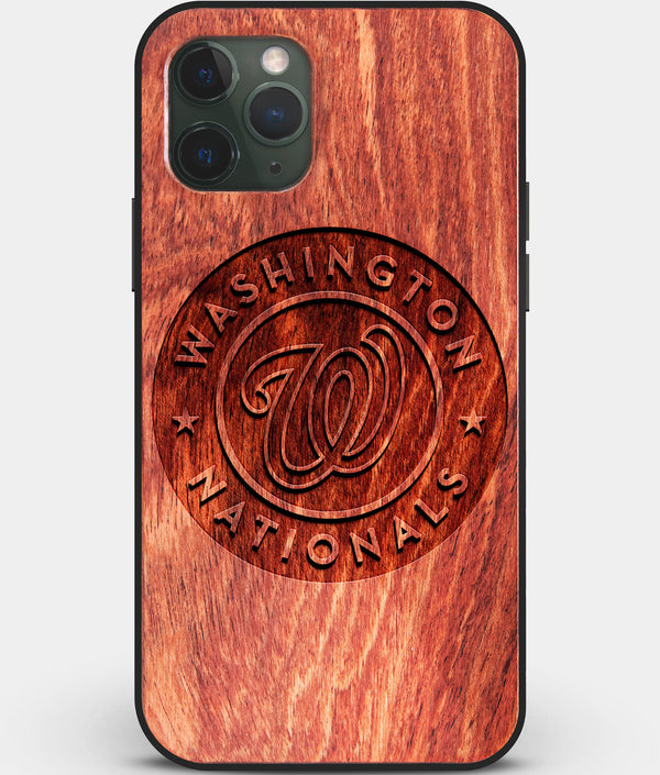 Custom Carved Wood Washington Nationals iPhone 11 Pro Max Case | Personalized Mahogany Wood Washington Nationals Cover, Birthday Gift, Gifts For Him, Monogrammed Gift For Fan | by Engraved In Nature