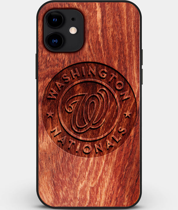 Custom Carved Wood Washington Nationals iPhone 12 Mini Case | Personalized Mahogany Wood Washington Nationals Cover, Birthday Gift, Gifts For Him, Monogrammed Gift For Fan | by Engraved In Nature