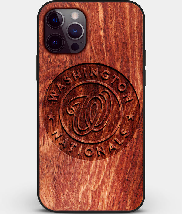 Custom Carved Wood Washington Nationals iPhone 12 Pro Case | Personalized Mahogany Wood Washington Nationals Cover, Birthday Gift, Gifts For Him, Monogrammed Gift For Fan | by Engraved In Nature