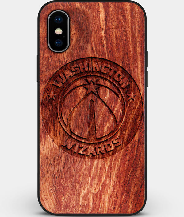 Custom Carved Wood Washington Wizards iPhone X/XS Case | Personalized Mahogany Wood Washington Wizards Cover, Birthday Gift, Gifts For Him, Monogrammed Gift For Fan | by Engraved In Nature