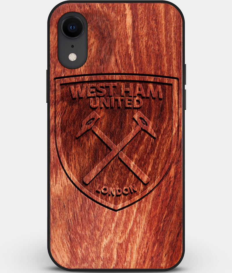 Custom Carved Wood West Ham United F.C. iPhone XR Case | Personalized Mahogany Wood West Ham United F.C. Cover, Birthday Gift, Gifts For Him, Monogrammed Gift For Fan | by Engraved In Nature