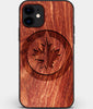 Custom Carved Wood Winnipeg Jets iPhone 12 Case | Personalized Mahogany Wood Winnipeg Jets Cover, Birthday Gift, Gifts For Him, Monogrammed Gift For Fan | by Engraved In Nature