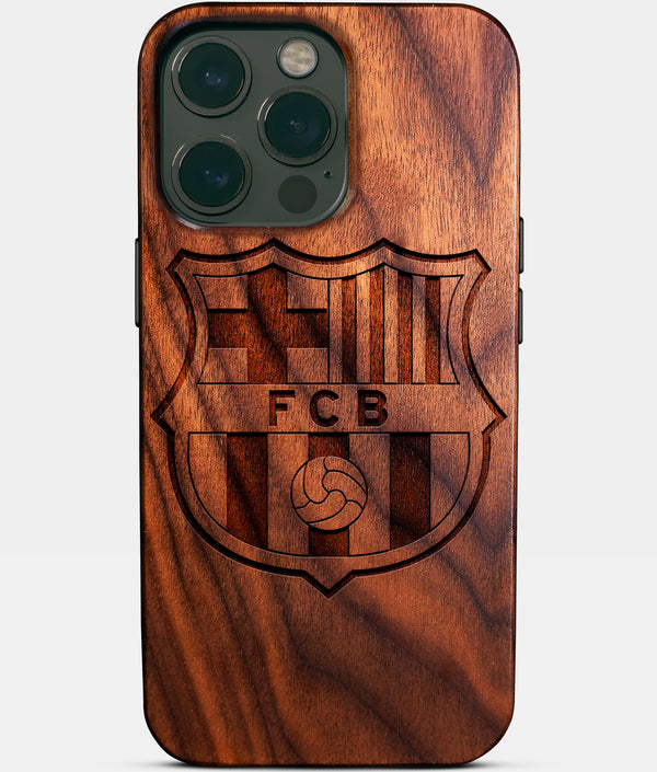 Custom FC Barcelona iPhone 14/14 Pro/14 Pro Max/14 Plus Case - Wood FC Barcelona Cover - Eco-friendly FC Barcelona iPhone 14 Case - Carved Wood Custom FC Barcelona Gift For Him - Monogrammed Personalized iPhone 14 Cover By Engraved In Nature